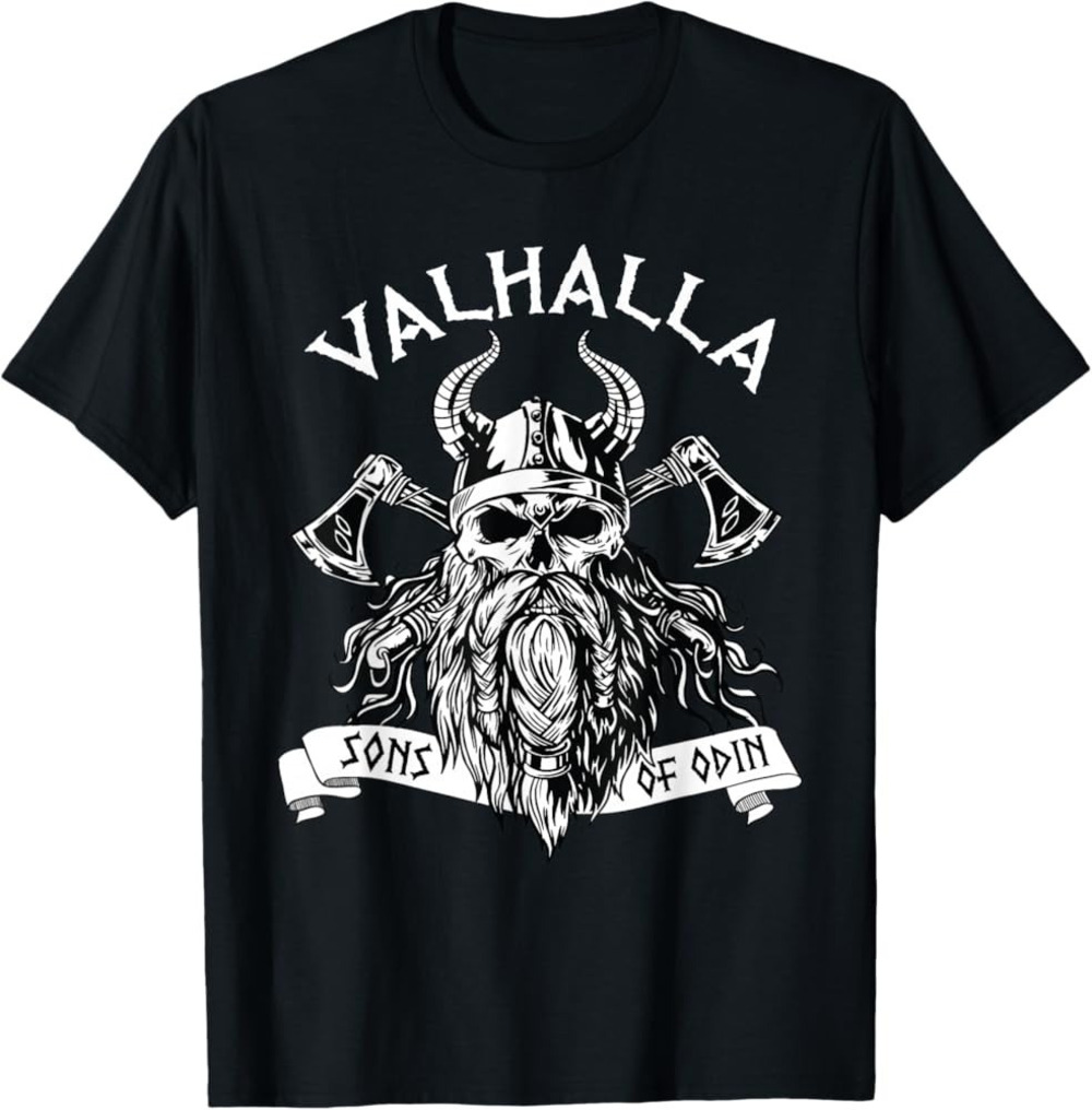 Viking Valhalla Sons Of Odin Norse Nordish Thor Mythology T- Shirt
